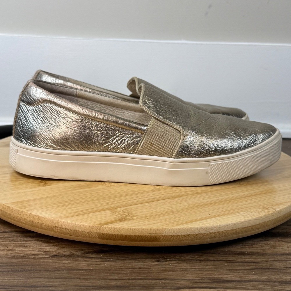 Birdies The Swift Slip On Sneakers Women 8 Gold Metallic Leather Casual Chic